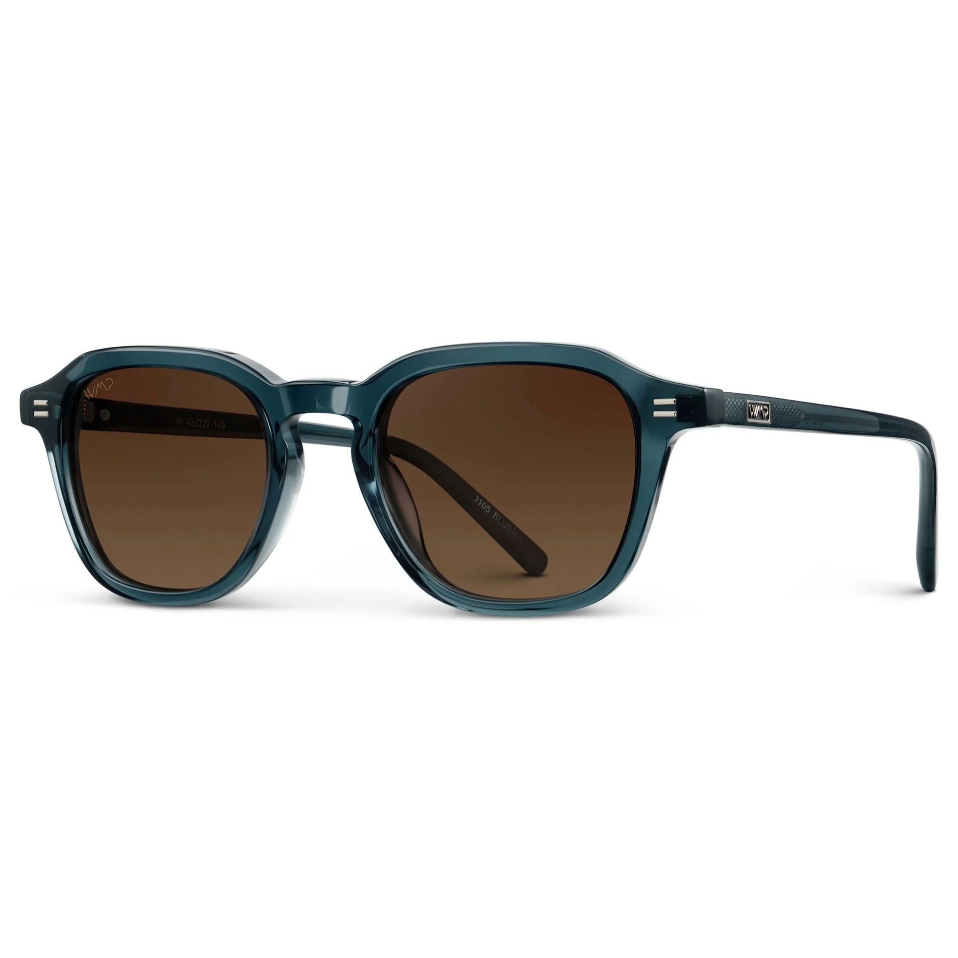 WMP Polarized Square Sunglasses Steel Blue Acetate UV400 - Image 4