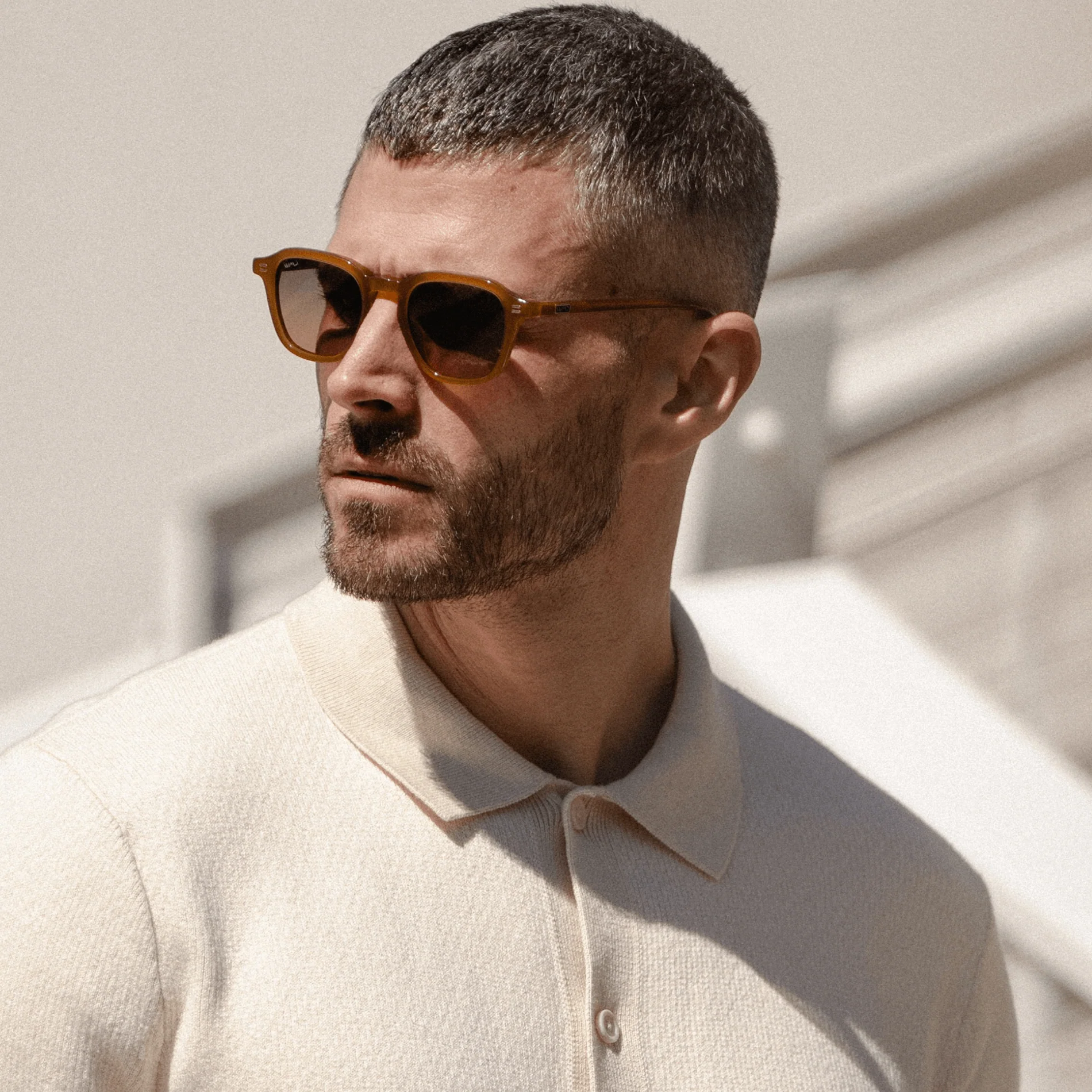 WMP Silas Square Polarized Acetate Sunglasses UV400 – Dune Brown - Image 3