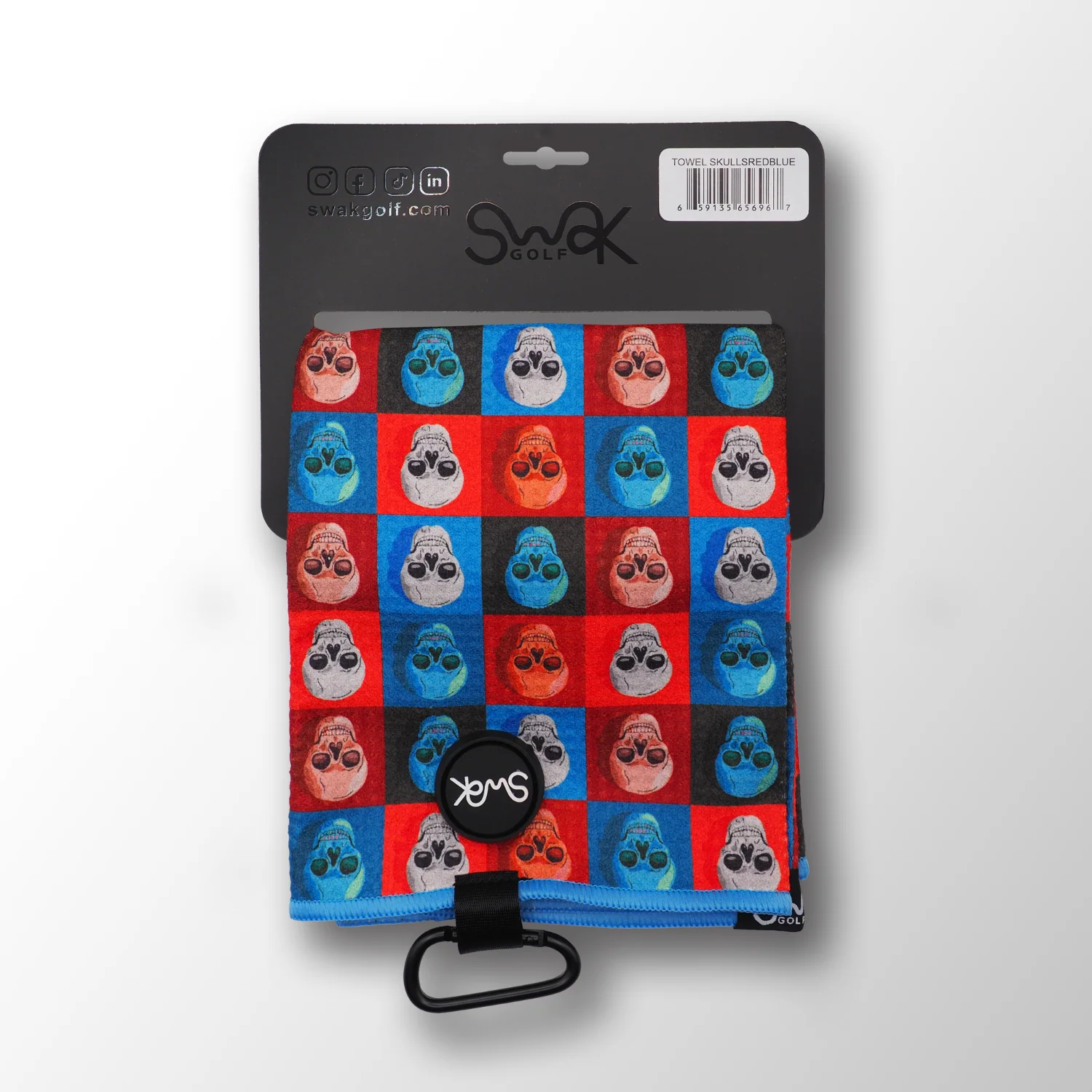 Magnetic Skull Golf Towel – Microfibre Waffle Quick-Dry 40x60cm - Image 8