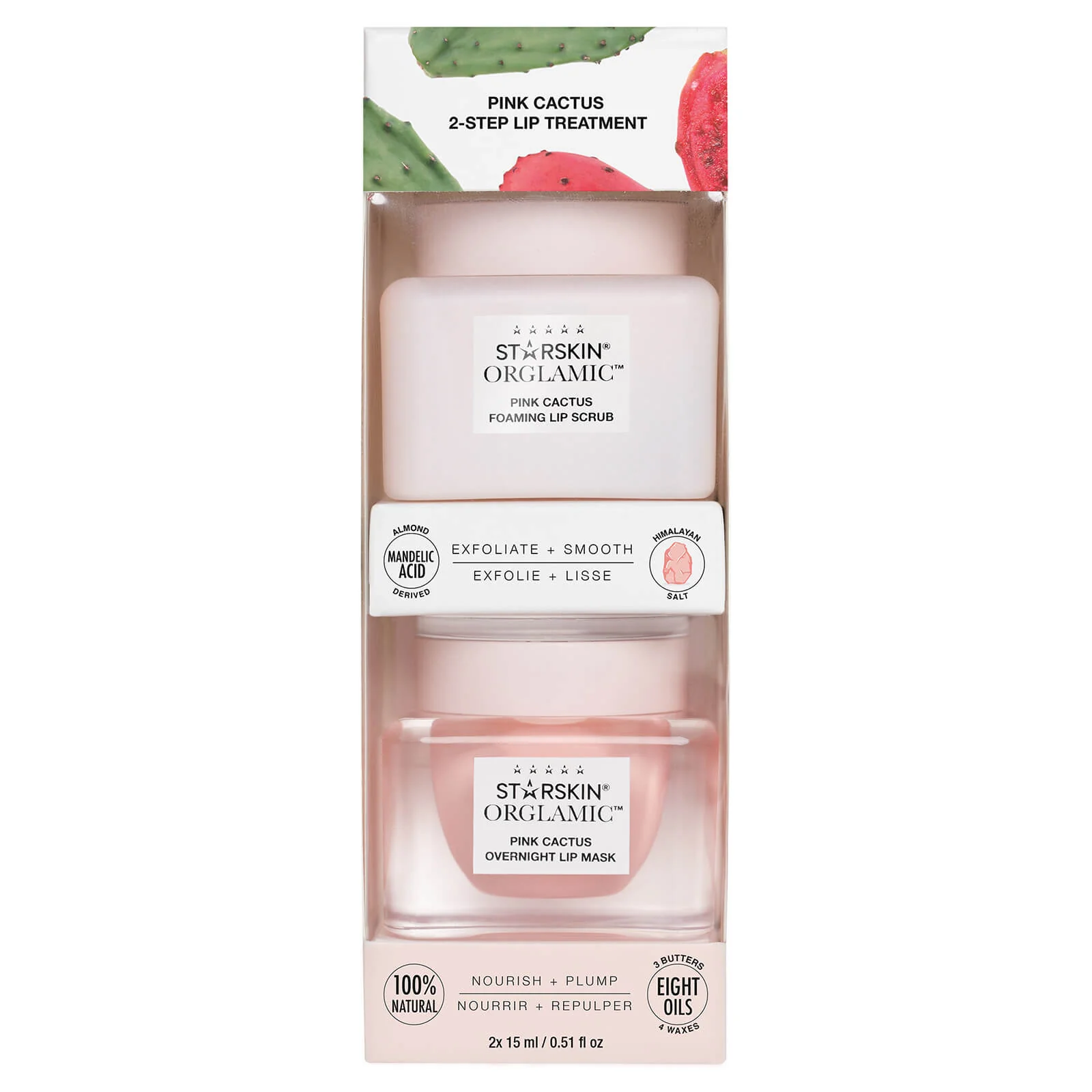 Organic 2-Step Lip Scrub & Mask with Pink Cactus and Mandelic Acid