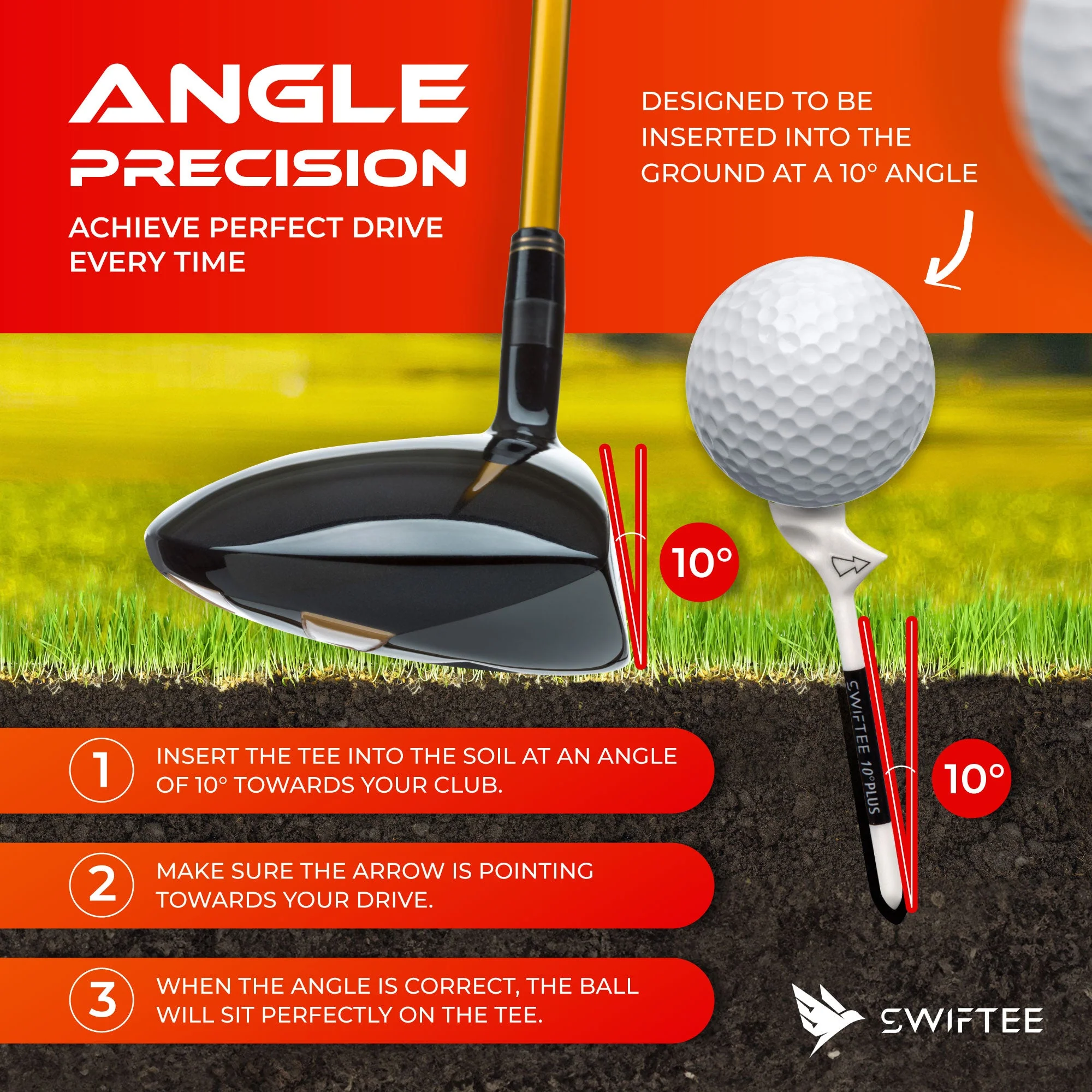 83mm Green 10° Angled Golf Tees (10 Pack) for Accuracy - Image 3