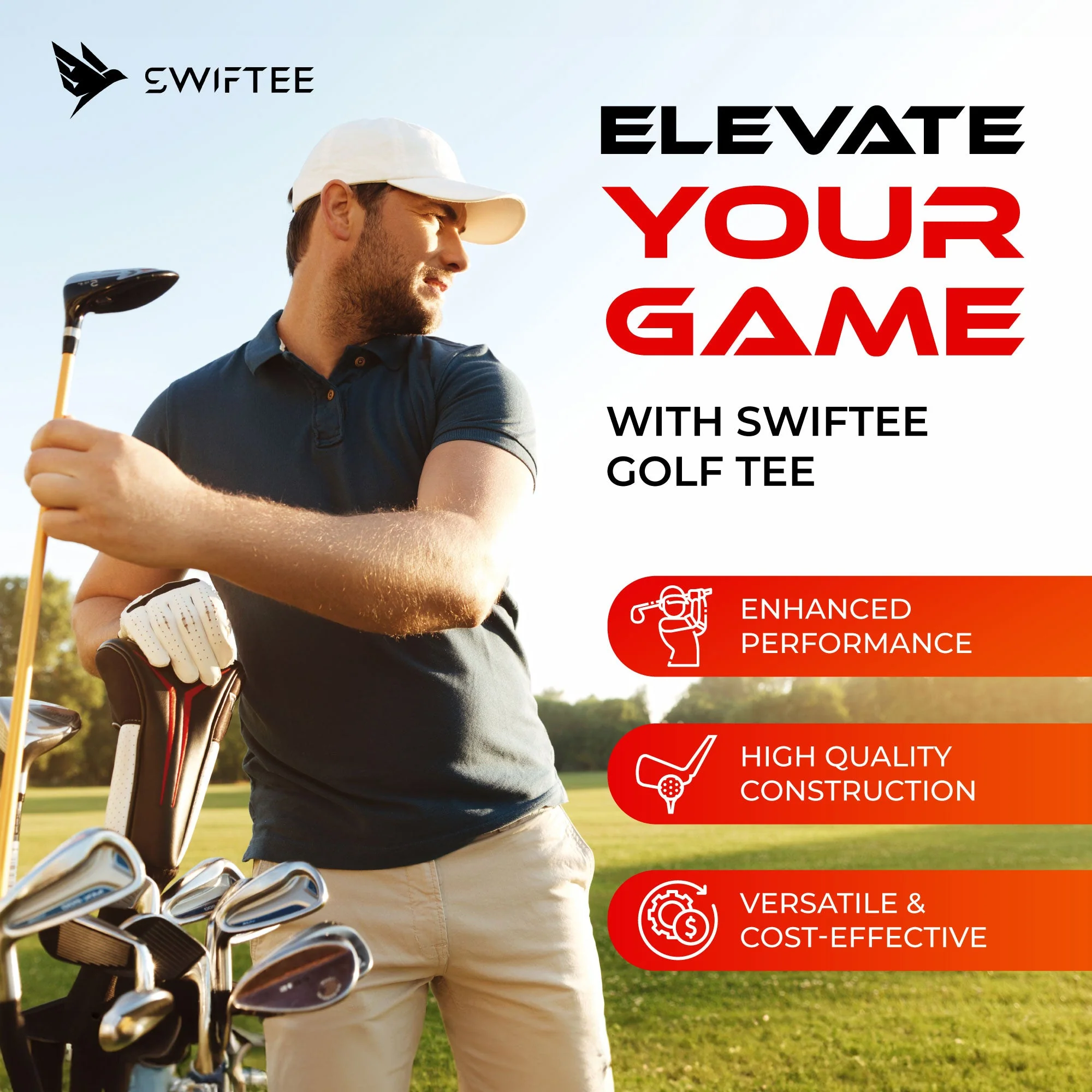 SWIFTEE 10 pack of Pink Premium 10 Degree 83mm Golf Tees - Image 2