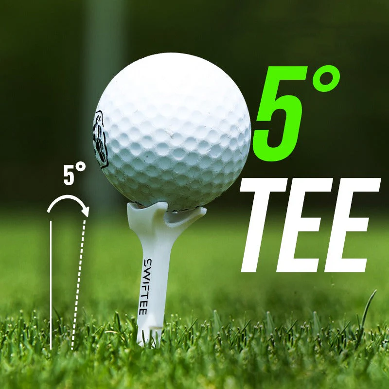 SWIFTEE 5° Degree Premium Golf Tees 80mm – Extra Durable Low-Spin Tees for Longer Distance, Higher Launch & Reduced Slice – 10 Pack