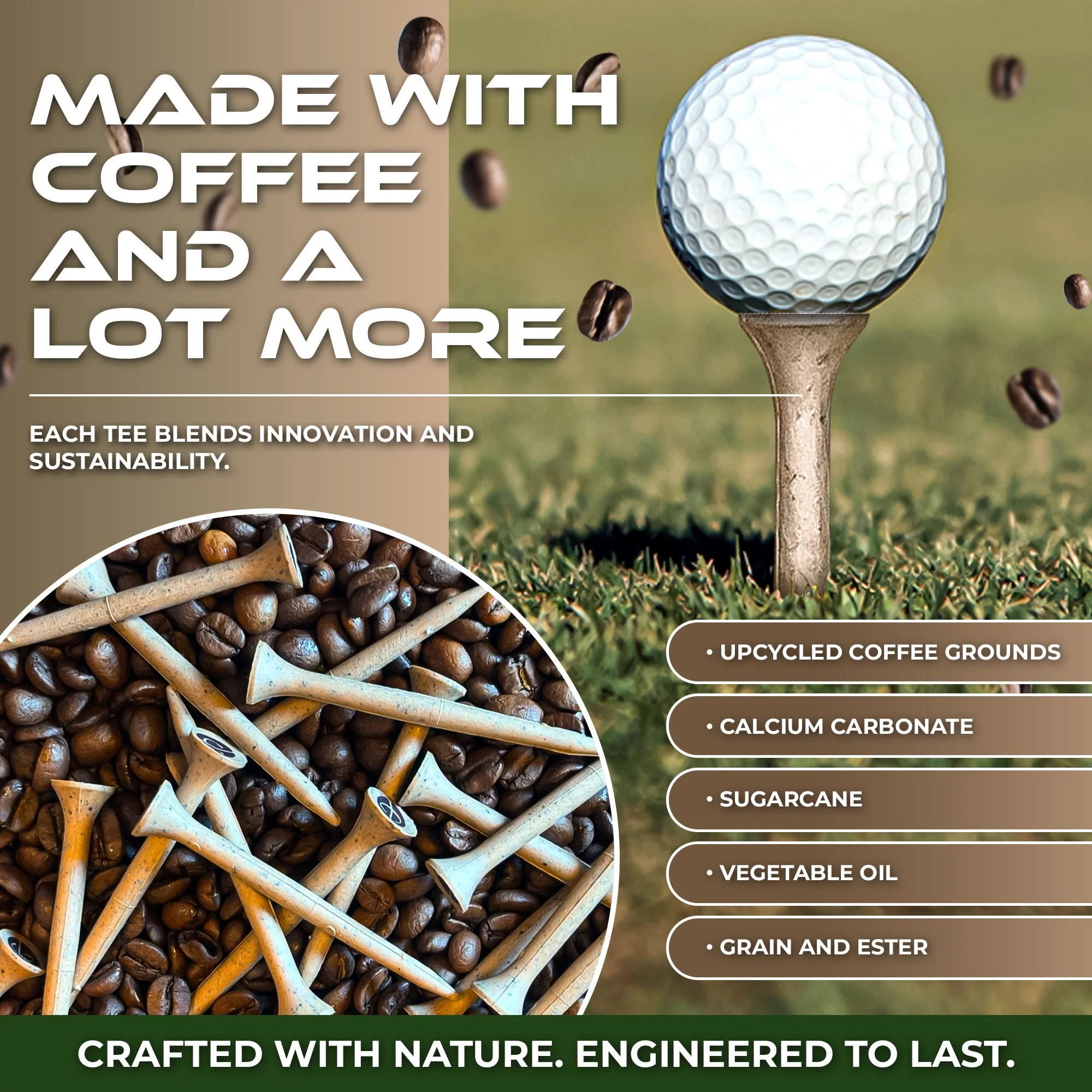 SWIFTEE Biodegradable Golf Tees - Made from Recycled Coffee Grounds - PGA Show Award Winner - Image 4
