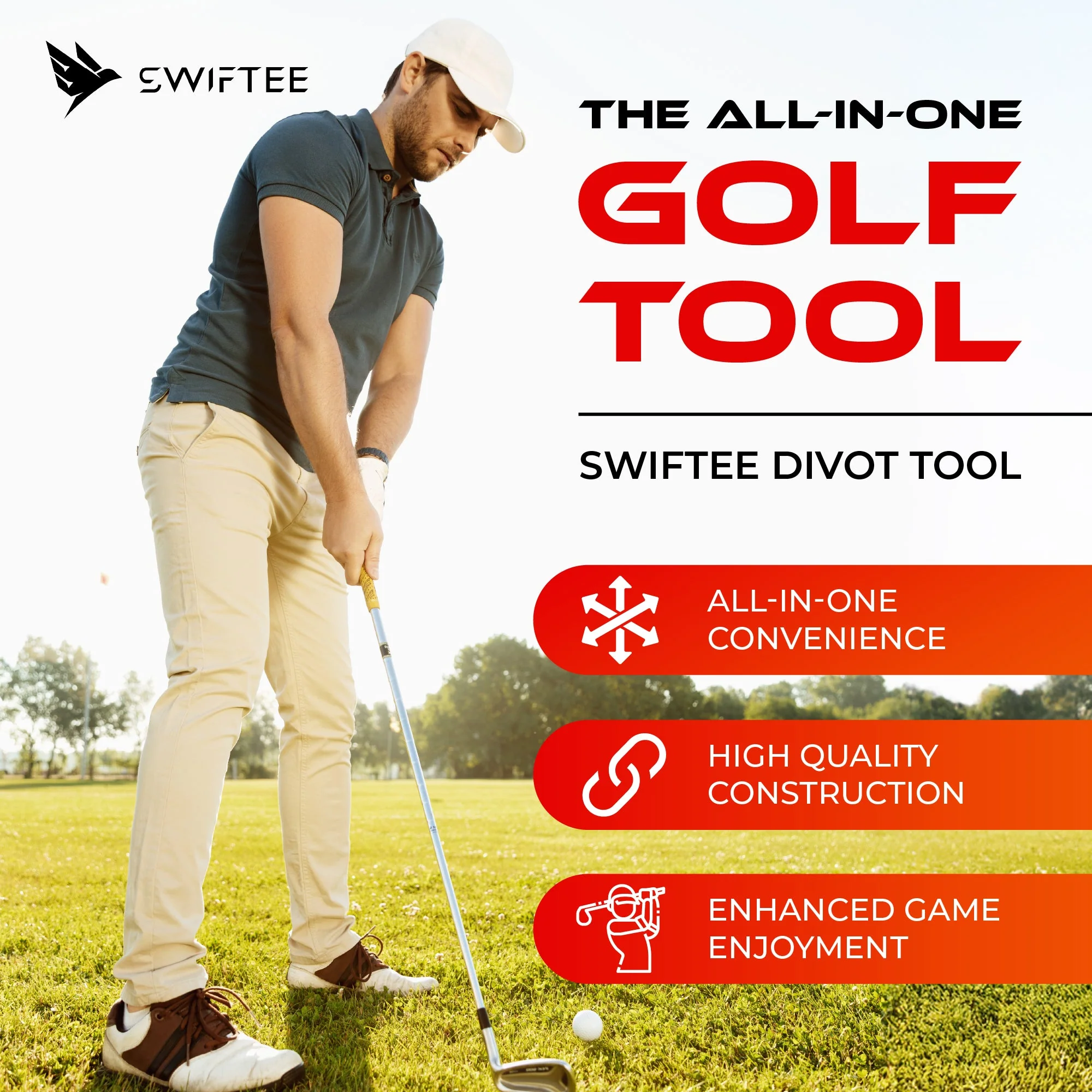 SWIFTEE Golf Divot Pitch Mark Repair Tool 7-in-1 Antique Copper - Club Holder, Brush, Clip Buckle, Groove Cleaner, Bottle Opener, Ball Marker, Divot Tool - Gift Box Included Free Delivery - Image 2