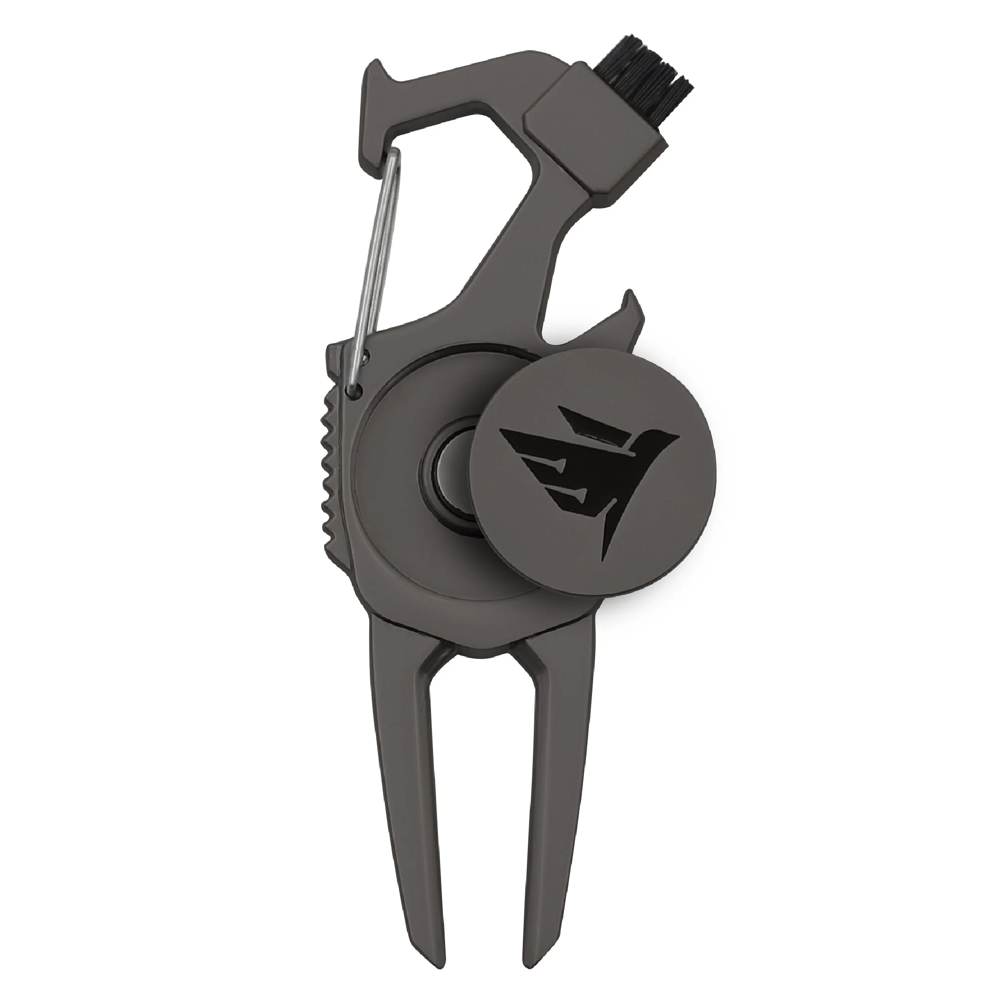 SWIFTEE Golf Divot Pitch Mark Repair Tool 7-in-1 Matte Black - Club Holder, Brush, Clip Buckle, Groove Cleaner, Bottle Opener, Ball Marker, Divot Tool - Gift Box Included