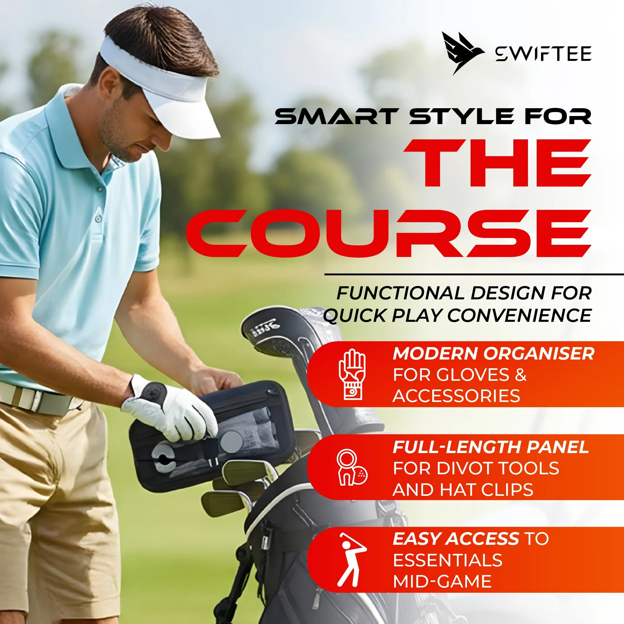 SWIFTEE Golf Glove Case Holder with Heavy-Duty Carabiner - Image 3