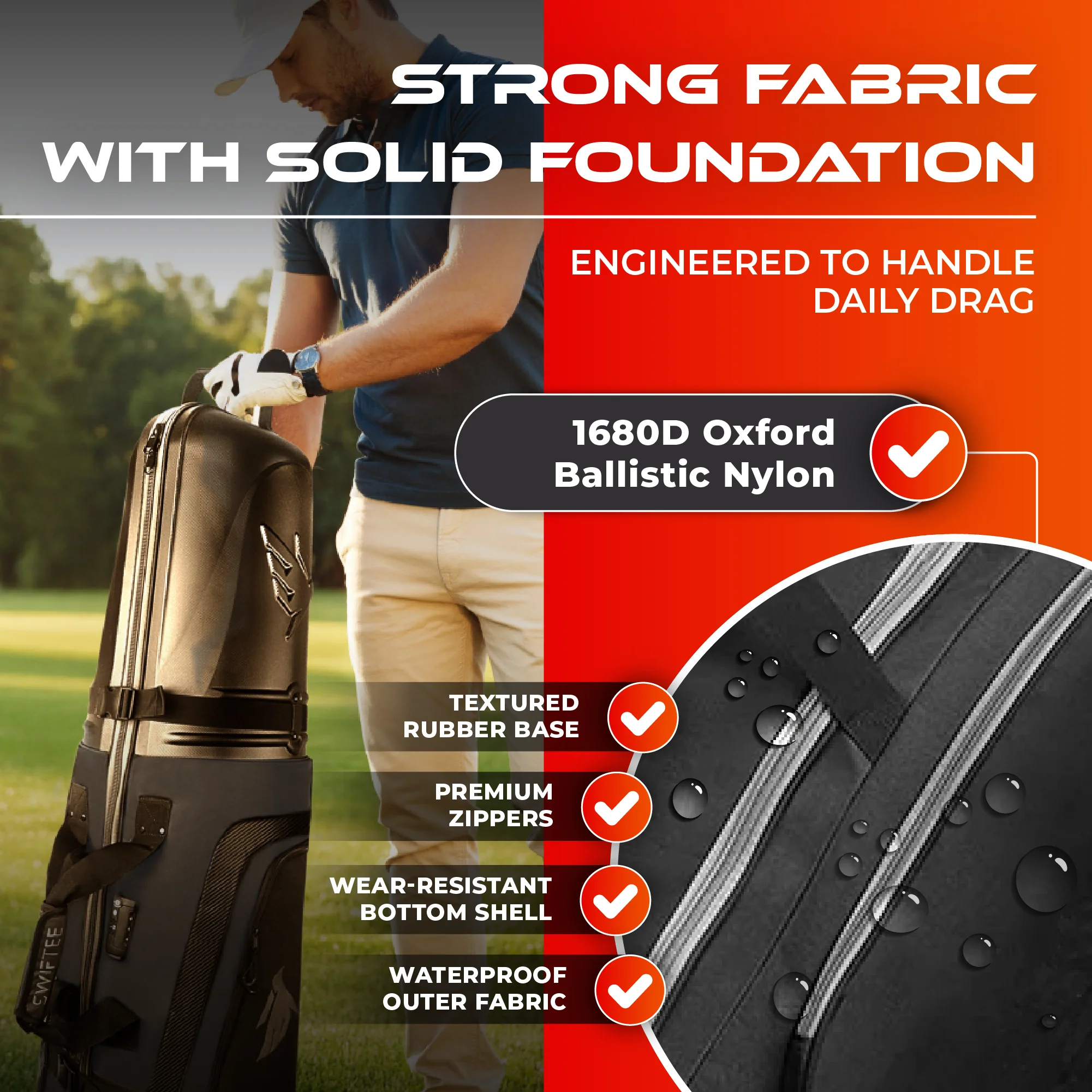 SWIFTEE Premium Golf Travel Bag with Hard Case Top & TSA Lock – Maximum Club Protection - Image 5