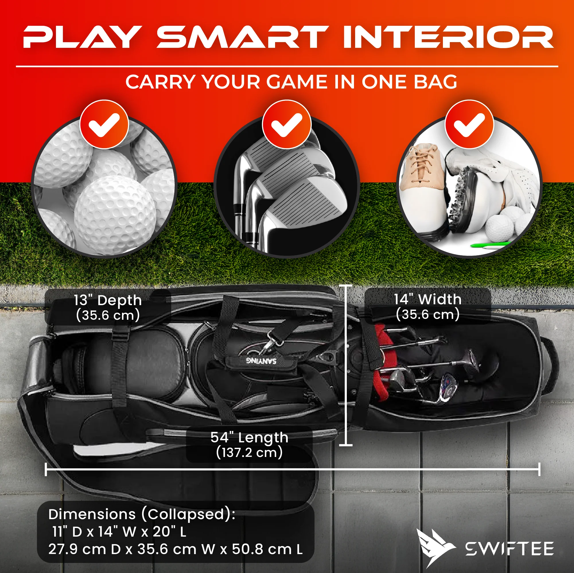 SWIFTEE Premium Golf Travel Bag with Hard Case Top & TSA Lock – Maximum Club Protection - Image 6