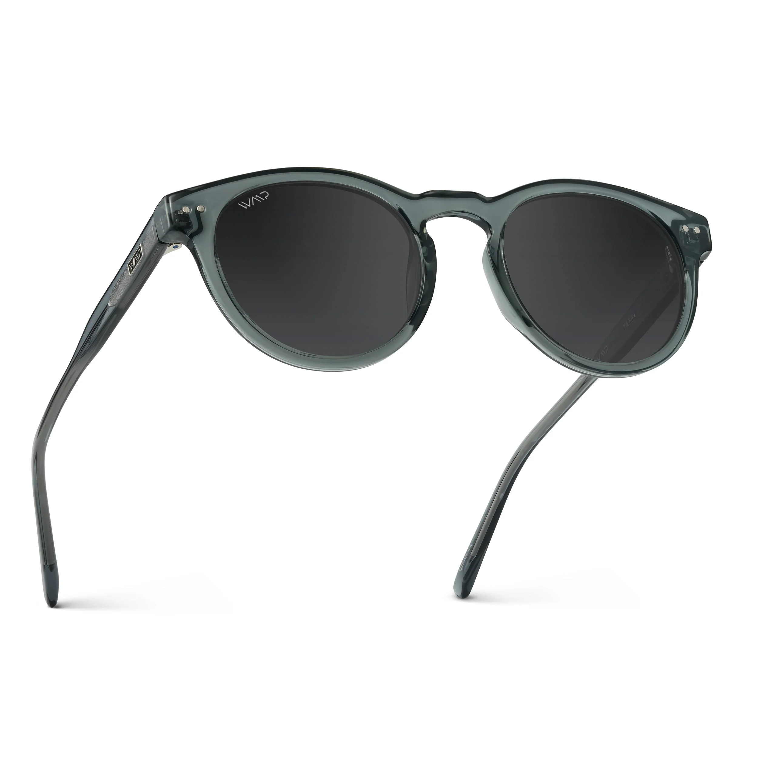 Unisex Retro Crystal Blue Round Sunglasses 100% UV400 | WMP - Image 2