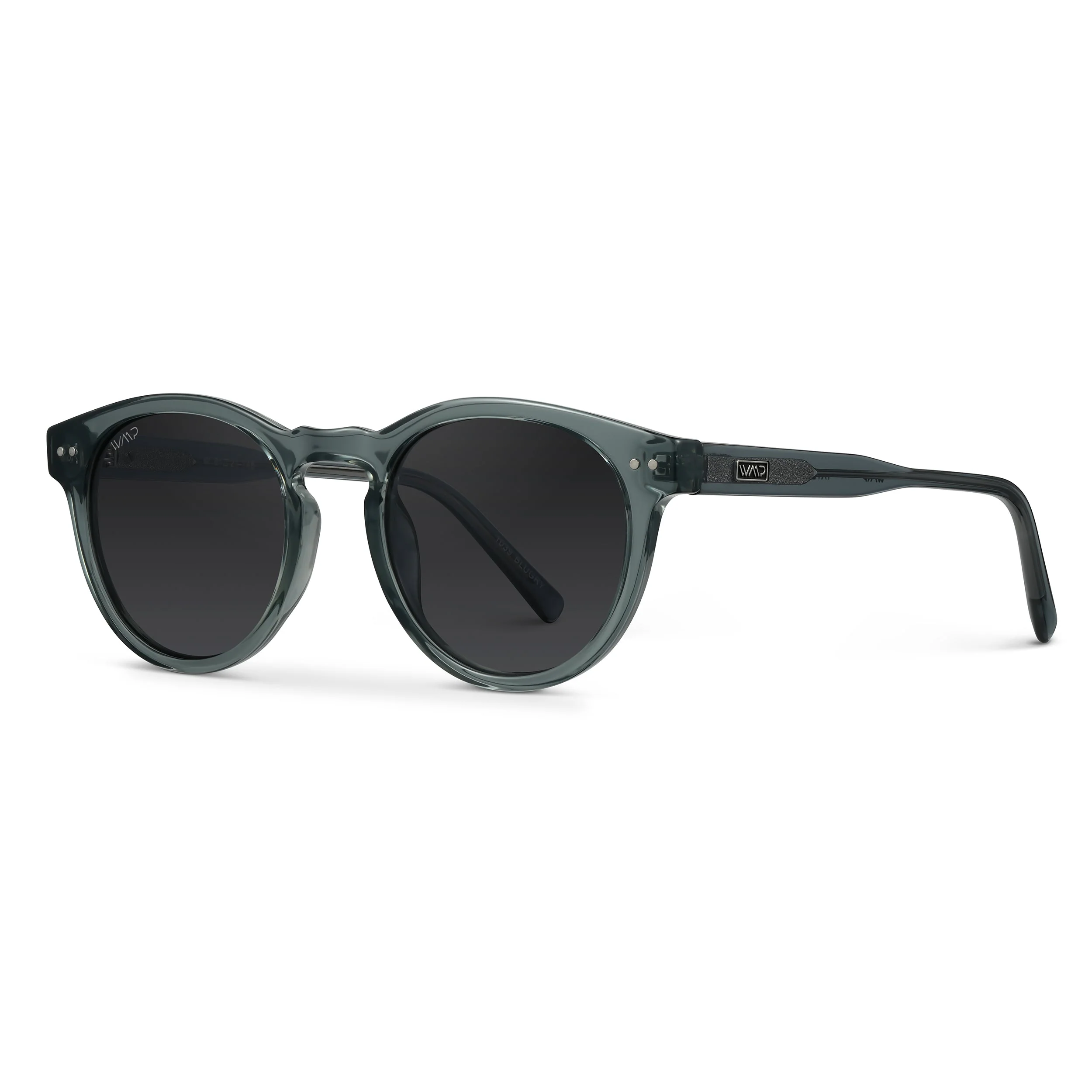 Unisex Retro Crystal Blue Round Sunglasses 100% UV400 | WMP - Image 3