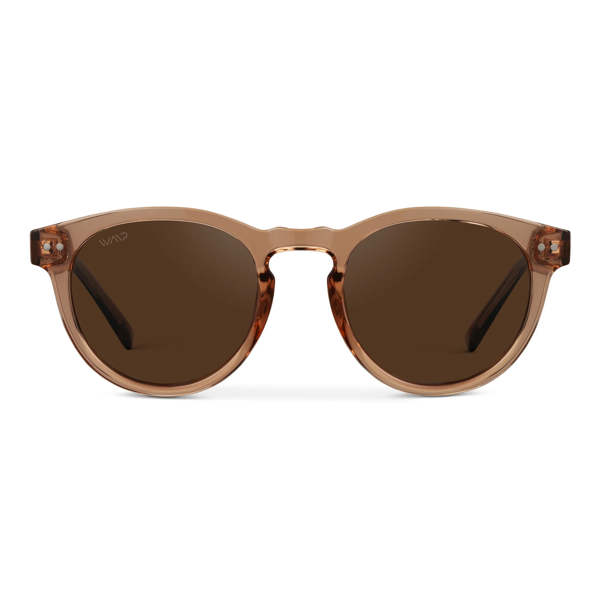 WMP Retro Round UV400 Crystal Brown Unisex Sunglasses