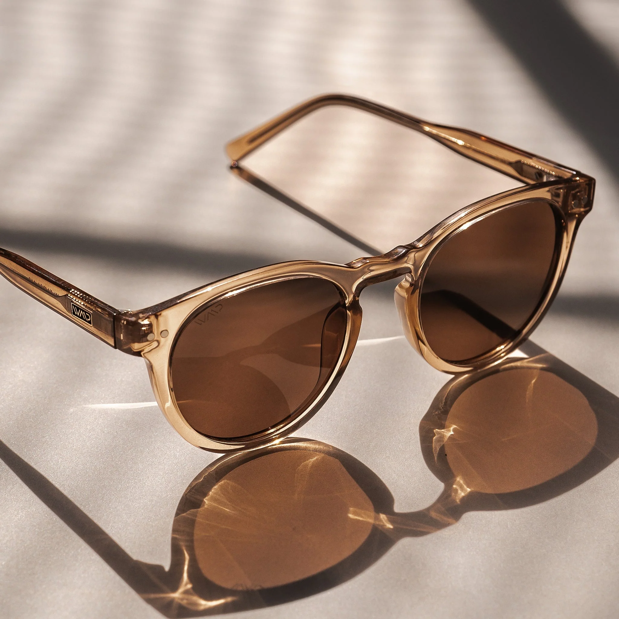 WMP Retro Round UV400 Crystal Brown Unisex Sunglasses - Image 4