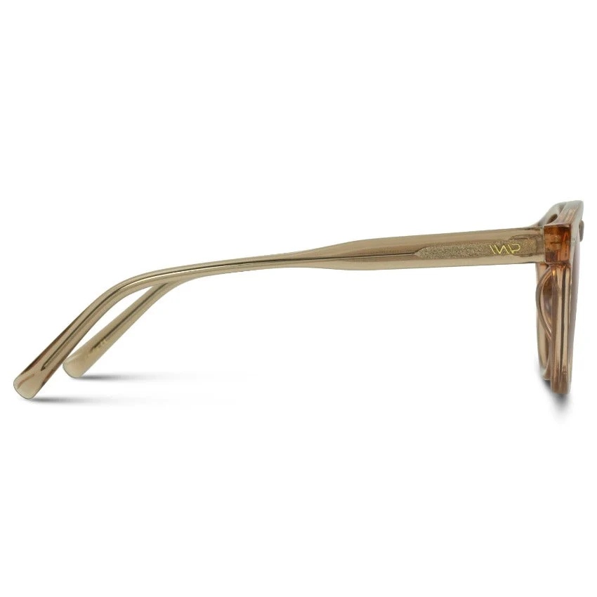 WMP Retro Round UV400 Crystal Brown Unisex Sunglasses - Image 8
