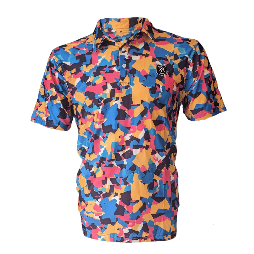 Geometric Pattern Golf Polo Shirt – 4-Way Stretch, Breathable - Image 2