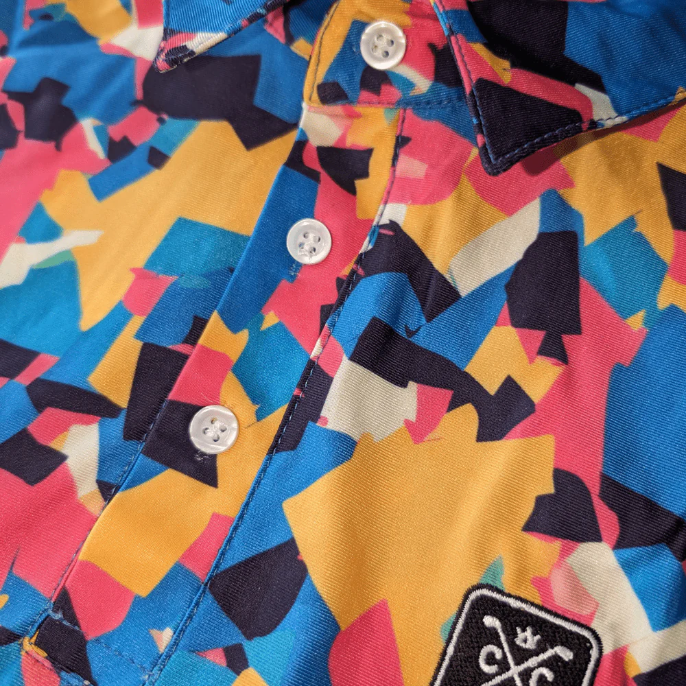 Geometric Pattern Golf Polo Shirt – 4-Way Stretch, Breathable - Image 5