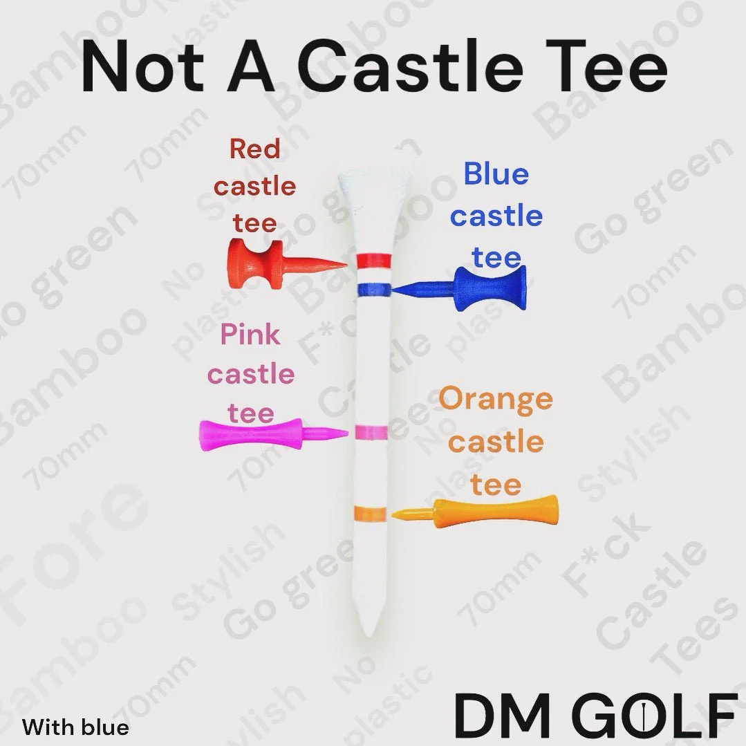 70mm Bamboo Castle Golf Tees | Color-Coded | 30 Pack - Image 3