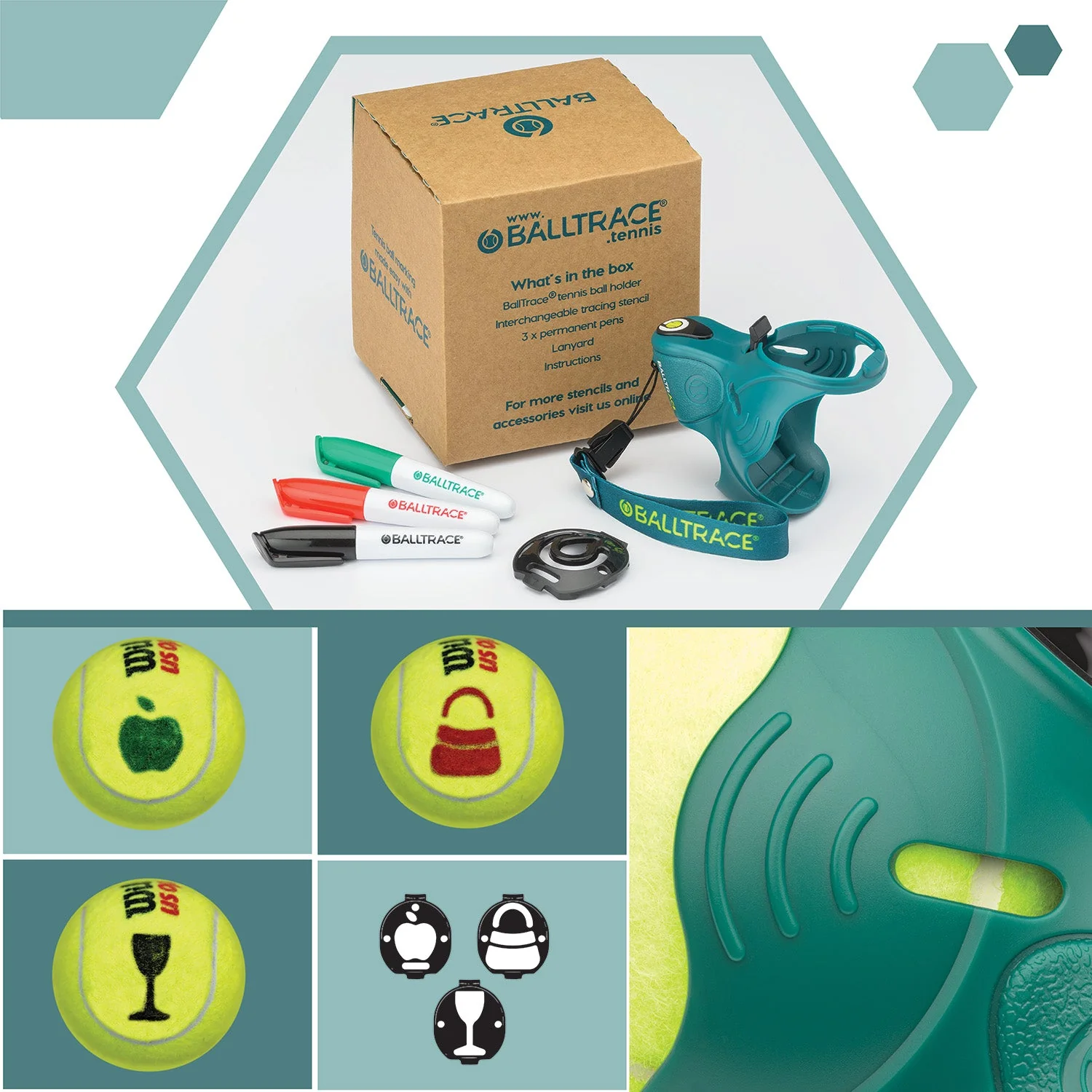 Tennis & Padel Ball Marker Set with 3 Stencils | Green - Image 11