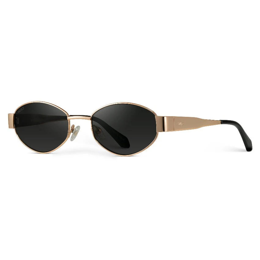 Oval Gold Black Women’s Stainless Steel Sunglasses WMP - Image 4