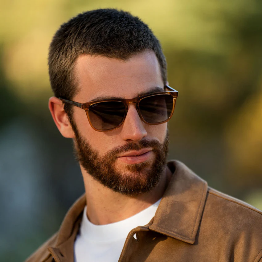 WMP Polarized Square Acetate Sunglasses Crystal Brown Unisex - Image 2