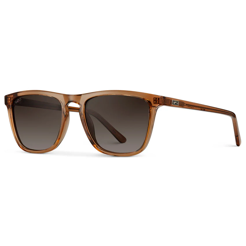 WMP Polarized Square Acetate Sunglasses Crystal Brown Unisex - Image 4