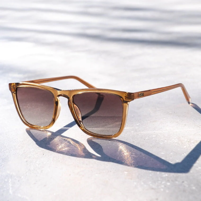 WMP Polarized Square Acetate Sunglasses Crystal Brown Unisex - Image 6