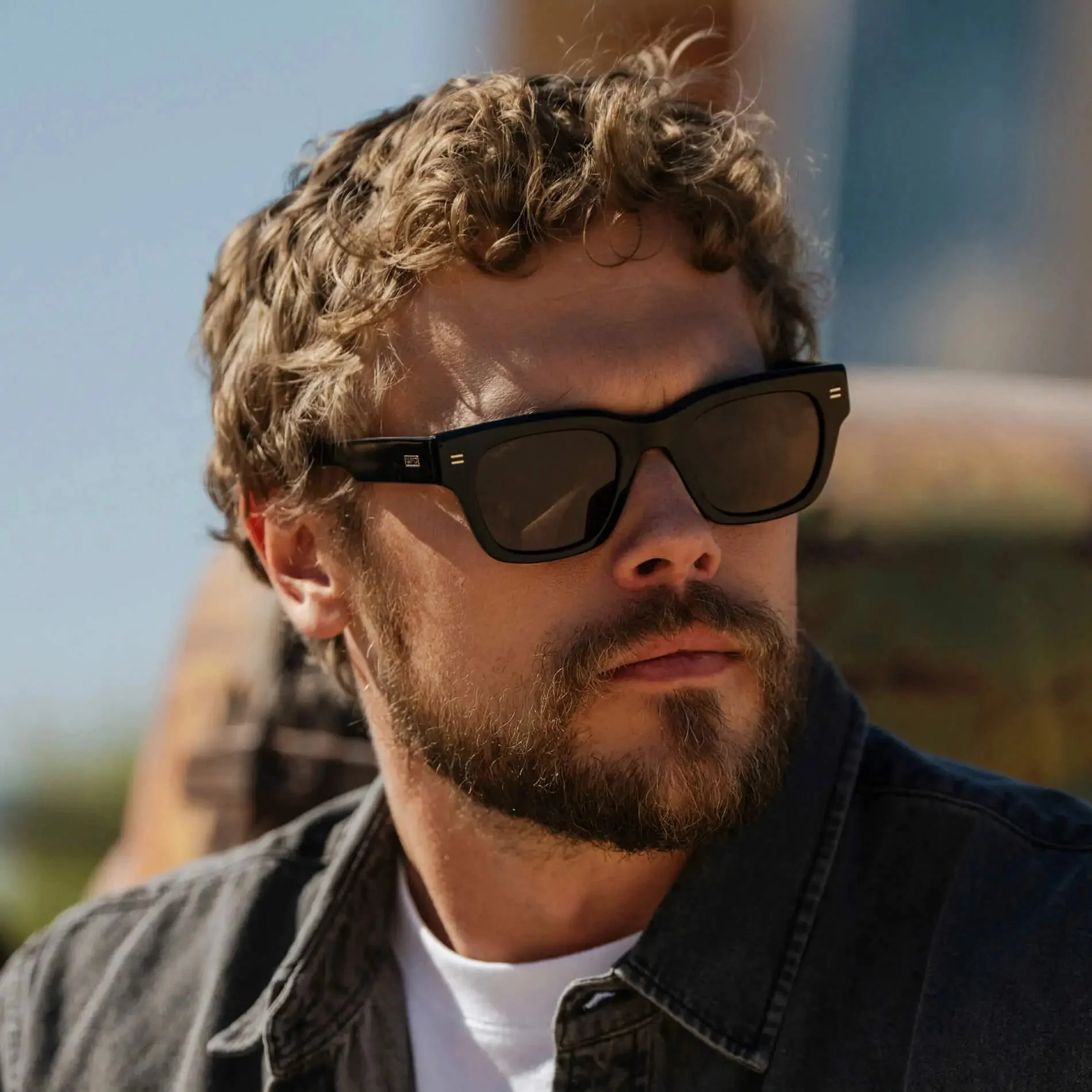 WMP Eyewear Clint Rectangular Polarised Sunglasses - Triple Black - Image 2