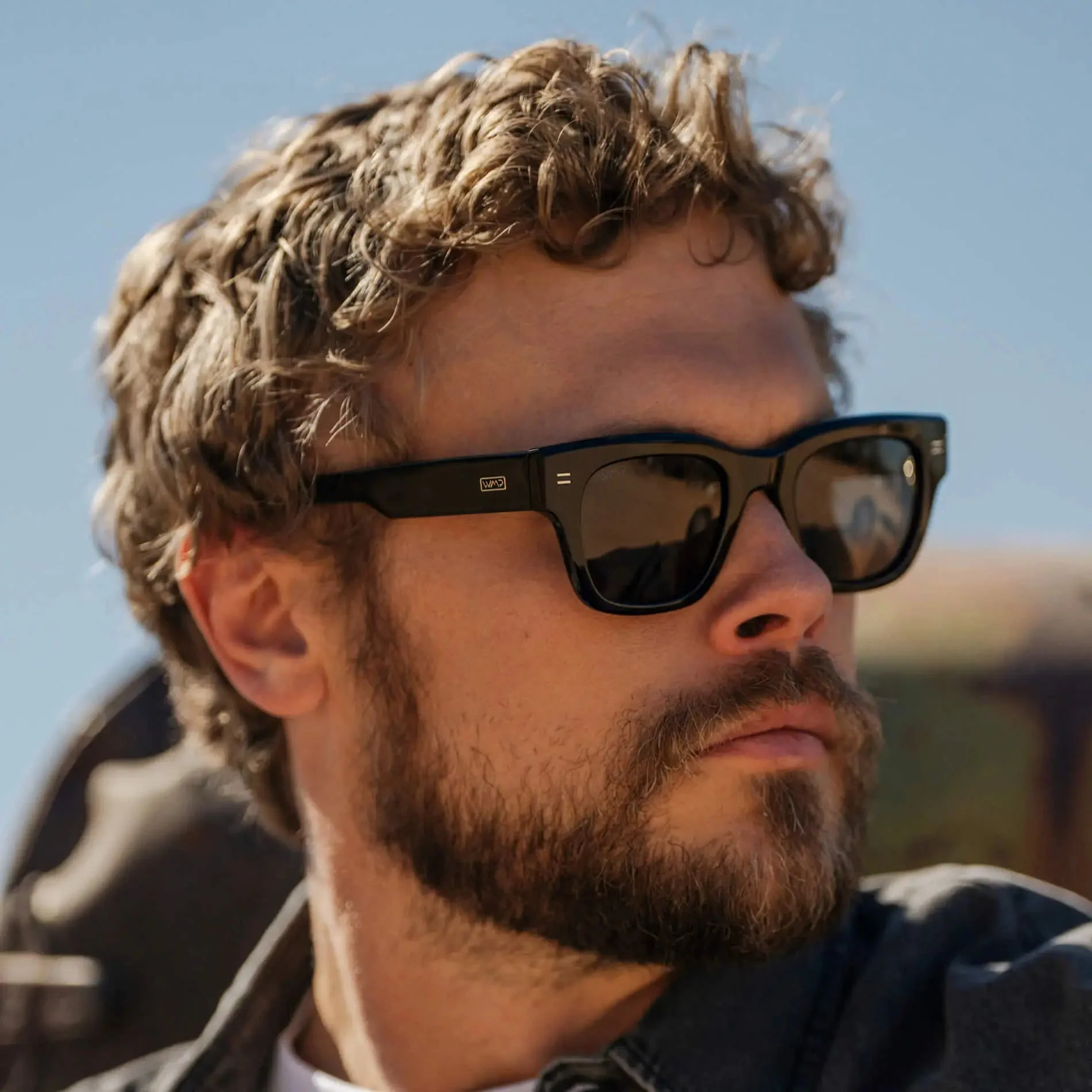 WMP Eyewear Clint Rectangular Polarised Sunglasses - Triple Black - Image 3